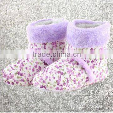 Winter high cotton at home indoor shoes warm thermal flower printing ladies cotton boots