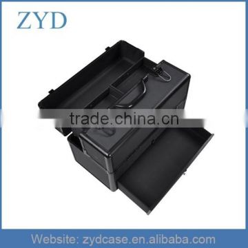 Black aluminum frame ABS expandable makeup case with drawers, ZYD-MY866