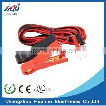 Alligator clips to dc power cable terminal