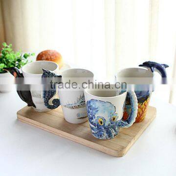 High Quality 201-300ml Handmade Marine Animals Cup, Octopus Ceramic Mug,Ceramic Coffee Cup