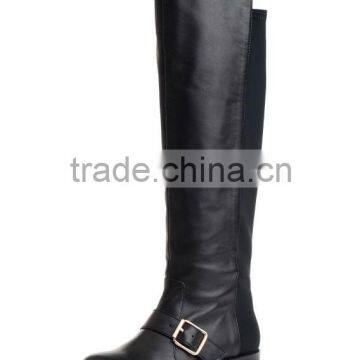 cheap wedding shoes black cowhide women long boots 2014 winter hot salw zip flat boots
