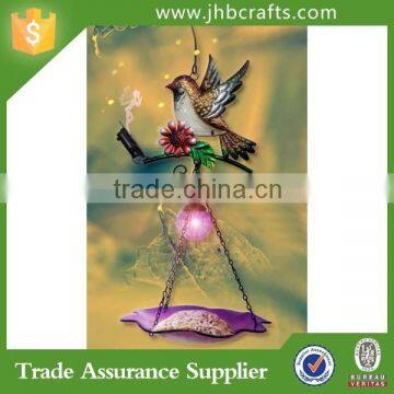 Handmade Metal Bird Feeder With Solar Lighting Garden Decoration