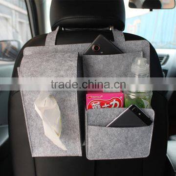 Polyester felt car back seat organizer with pockets hanging storage bag