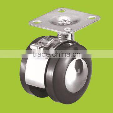Hot Sale Zinc Alloy And Palstic M47.5*47.5mm Swivel Top Plate 50mm Furniture Caster With Brake (FC47A)
