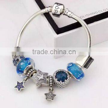 DIY Vintage European Style 925 Sterling Silver Bead Charm Bracelet S925 Silver CZ Charm Bracelet Wholesale                        
                                                Quality Choice