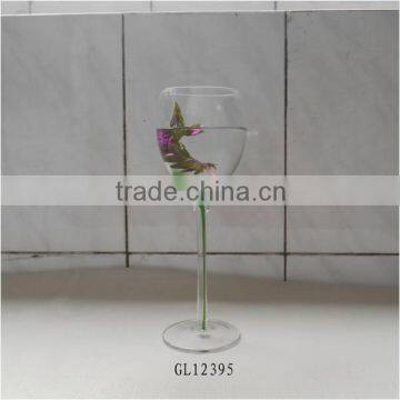 Handmade green colour stem tulip shaped wine glass