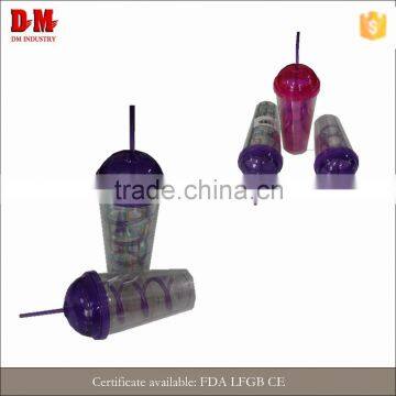 China Round Cap 450ml in Public Area Wholesale Recycling Plastic Drinking Cup With Straw photo-2