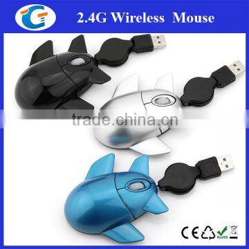 Aeroplane Shaped Wired Optical Mouse With Retractable Cable photo-5