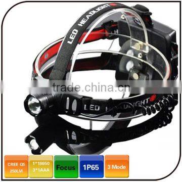 CREE Q5 led 18650 or AAA battery high power zoom head torch rechargeable led head lamp hunting