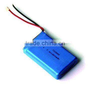 7.4 V 723860 Rechargeable lithium polymer battery pack 1800mah