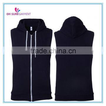 customized cotton french terry sleeveless hoody for women