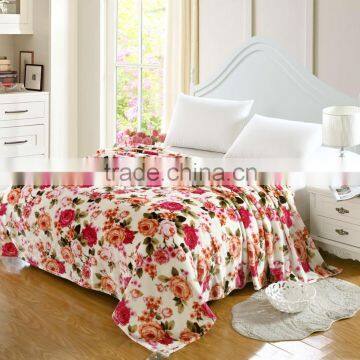 2016 Warm colorful floral flower printing cotton blanket