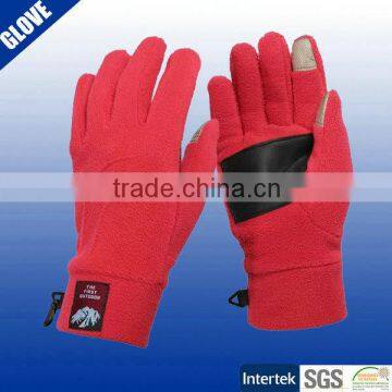 Branded logo high quality winter fleece gloves touch screen gloves