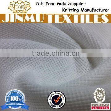JINMU textiles White Solid 100% Cotton Waffle Knit Fabric For Clothing