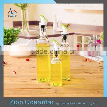 High Quality Set 3 Facny Empty Olive Oil Glass Bottle Clear Fruit And Vinegar Decoration Bottle