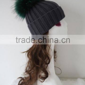 new design women raccoon fur ball twist wool hat ladies fashion winter knitted warm hats