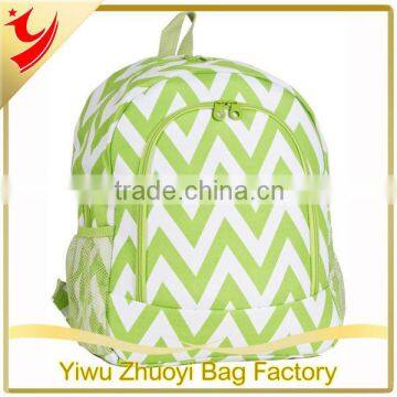 Light Green and White 600D Oxford Material Chevron Printing Backpack School Bags for Kids