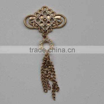 Chinese Knot Zinc Alloy Custom Rhinestone Cheap Crystal Metal Flower Brooch