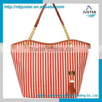 Cheap Best Sales High Quality Fashionable Stripe Custom Canvas Bags Women's Handbags