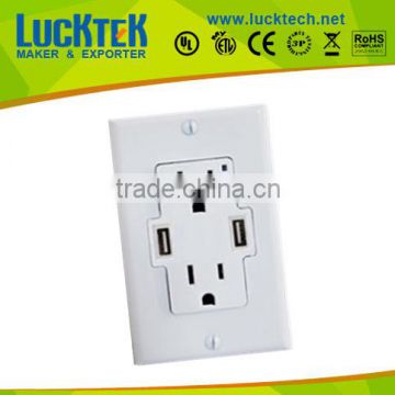 2*GANGS double American power Socket outlets with 2*USB ports,wall plate socket high quality