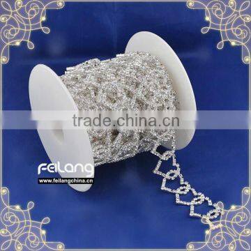 Feilang heart to heart fashion design heart shaped rhinestone cup chain