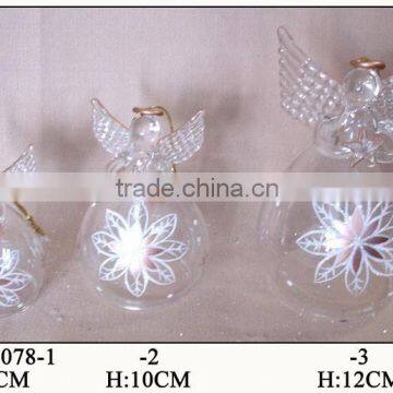 Chirstmas Hanging Glass Angel with Flower Patterns