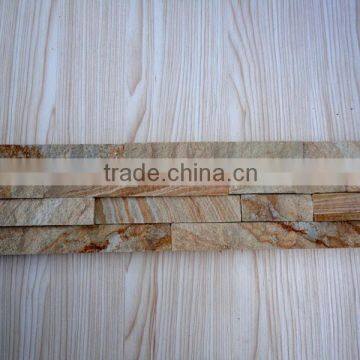 Cheap wood grain sandstone brick cladding stone facade