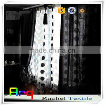 polyester with cotton linen look material black and white curtain- light japanese style