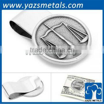 antique silver engrave metal cash clip