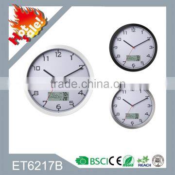 2016 Hot-Sale Fashion Wall Clock With Analog & LCD Dual Display ET6217B