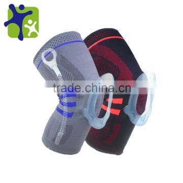 Knit shock absorption hinged knee brace support with spring support