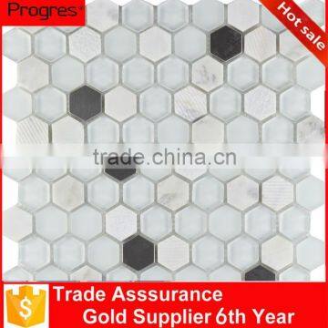 modern house Hexagonal mosaic tiles bathroom design(SP220-326)