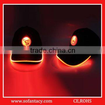 Branded logo 100% cotton material baseball cap builted led