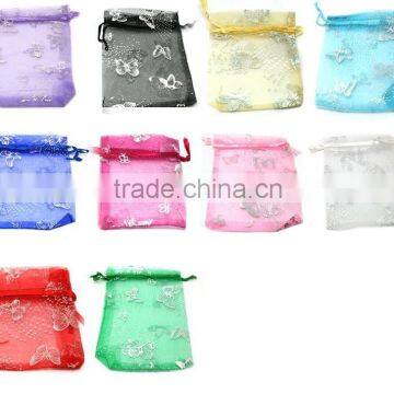 13*18cm In Stock Mixed Color Butterfly Organza Drawstring Pouches Jewelry Party Wedding Gift Bags photo-2