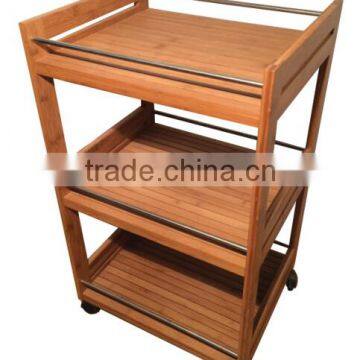 dining room kitchen storage trolley bamboo with stainless steel