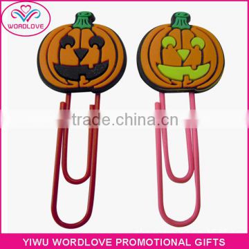 Halloween giveaways 3D custom shaped soft PVC magnetic paper bookmark clips