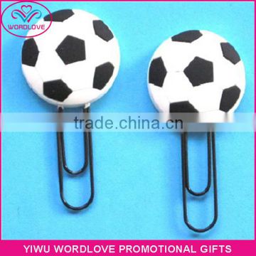 3D football shaped promotional soft PVC magnetic bookmark clip