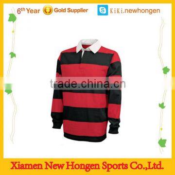 long sleeve striped polyester rugby jersey dry fit