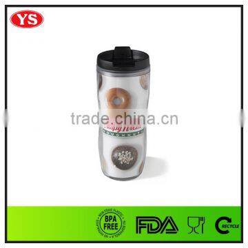 promotional 12oz double wall plastic tumbler leak proof lid