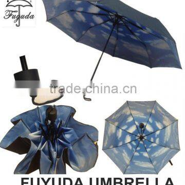 21"x8k 3 folding blue sky fashion umbrella