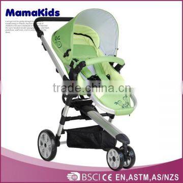 European style Aluminium Baby stroller with car seat carry cot