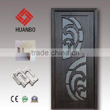 High quality wood mdf pvc coated door wooden glass flush doors for bathroom,washroom