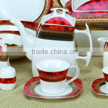 Bone China Dinnerware Set in Luxury and Royal Style of Square Shape photo-3