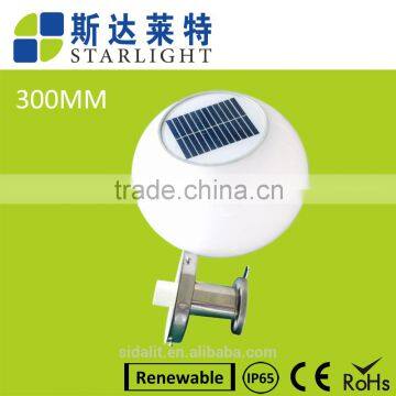 2016 white 30cm circle IP65 stainless steel pedestal solar fence light