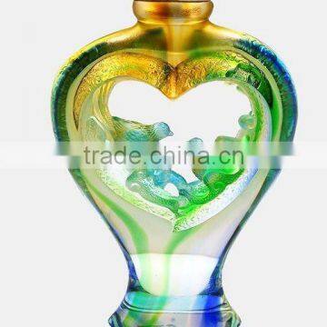 2016 new lead Crystal loving birds vase for wedding souvenirs