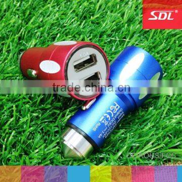 Metal emergency hammer car charger 3.4A mobile phone car charger dual USB