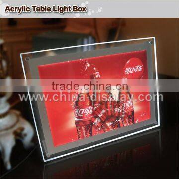 Crystal acrylic led backlit table stand advertising display