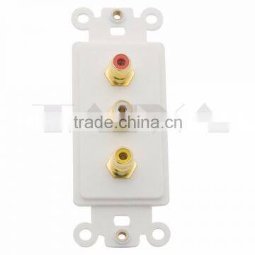 3RCA AV Inner Wall Plate With Golden Plate