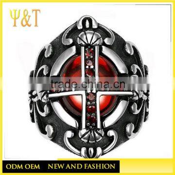 Jingli Jewelry Vintage Gothic Vampire Red Cross Rings (HF-064)
