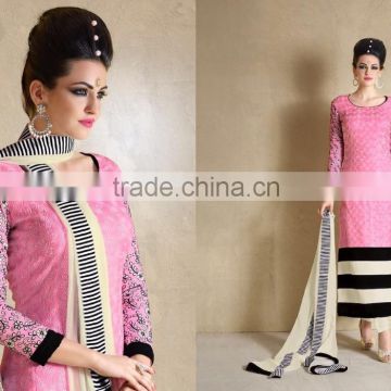 Regal Pink Georgette Churidar Suit/Georgette Churidar Suit